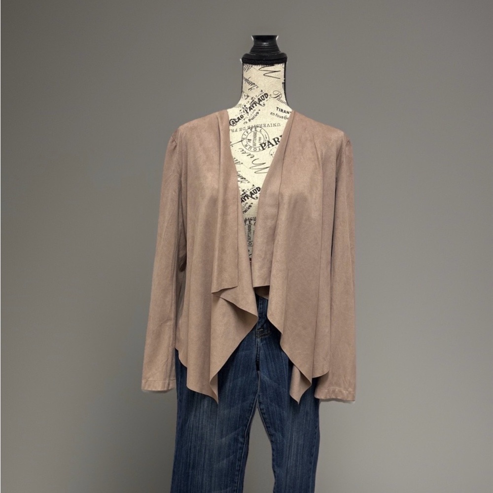NWT Forever 21  Asymmetrical Open Drape Front Faux Suede Long Sleeve Jacket Sz S